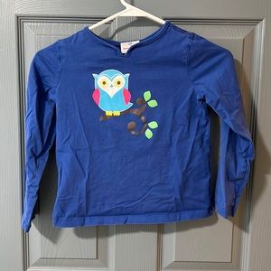 Hanna Andersson girls owl top 8 blue